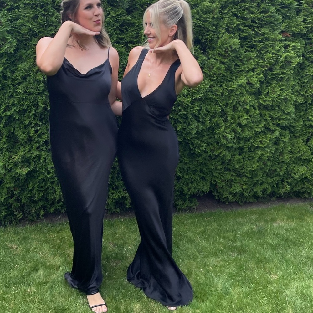 Rumoured sunset maxi dress black silk xs floor length dress